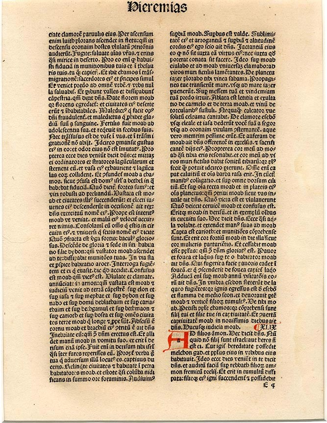 Leaf from Latin Vulgate Bible-Jeremiah (A)