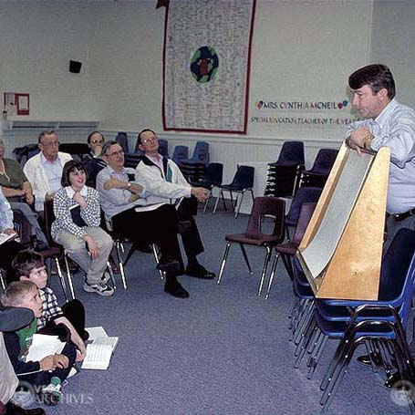 David Lee instructs a church group.