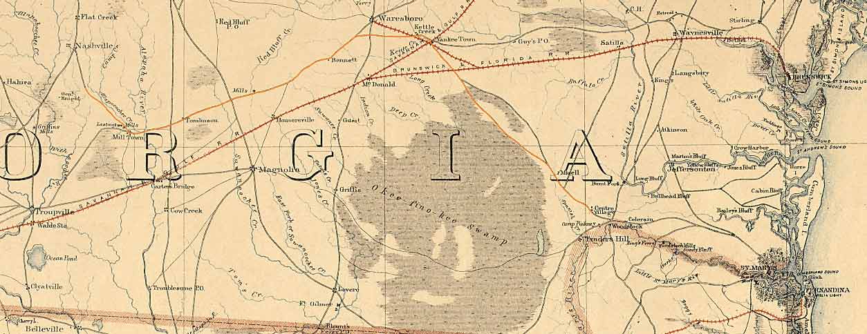 Old Map of Georgia Wiregrass Region