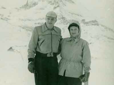 Leona and Dugald in Switzerland: A Christmas Card with a picture of Leona and Dugald in Switzerland.