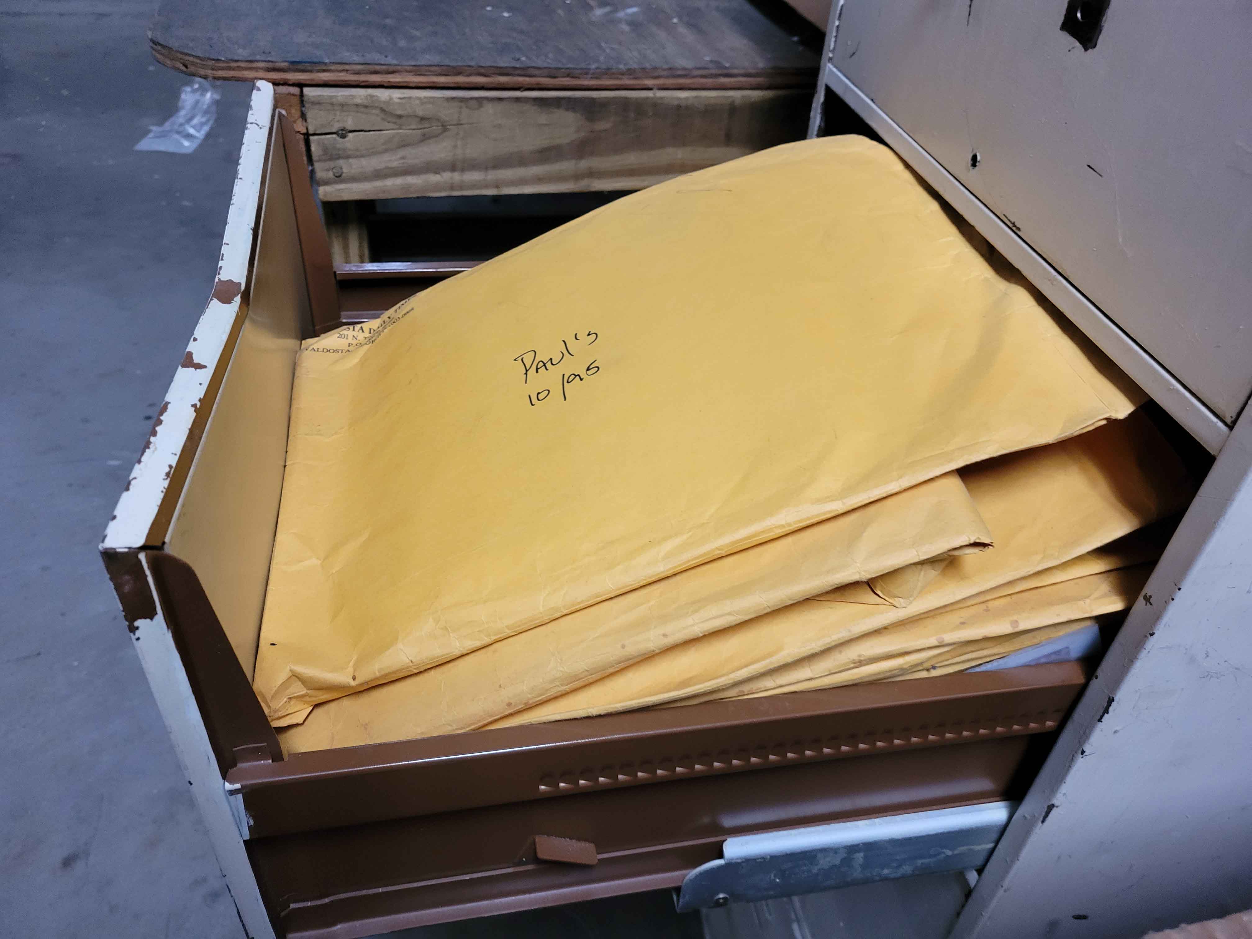 Close-up of labeled envelopes