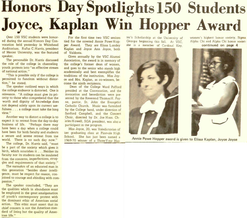 Joyce wins the Annie Powe Hopper Award