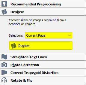 ABBYY FineReader Deskew tool