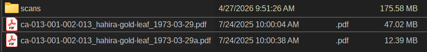 FreeCommander bulk rename view used to distinguish access and master PDF files.