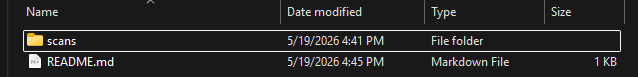 Item folder containing scans folder and README.md file