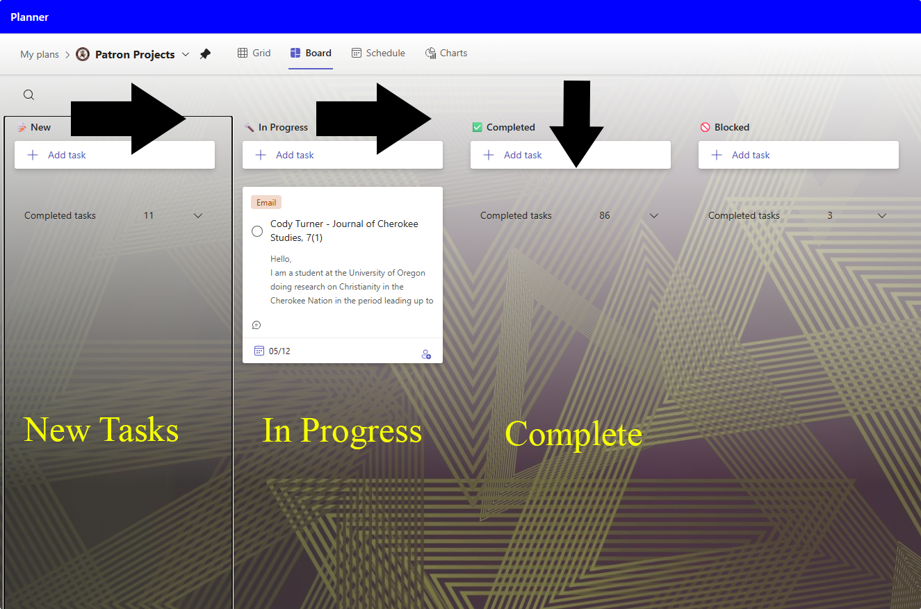 Planner task view in Teams showing the completed request ready for final handoff.
