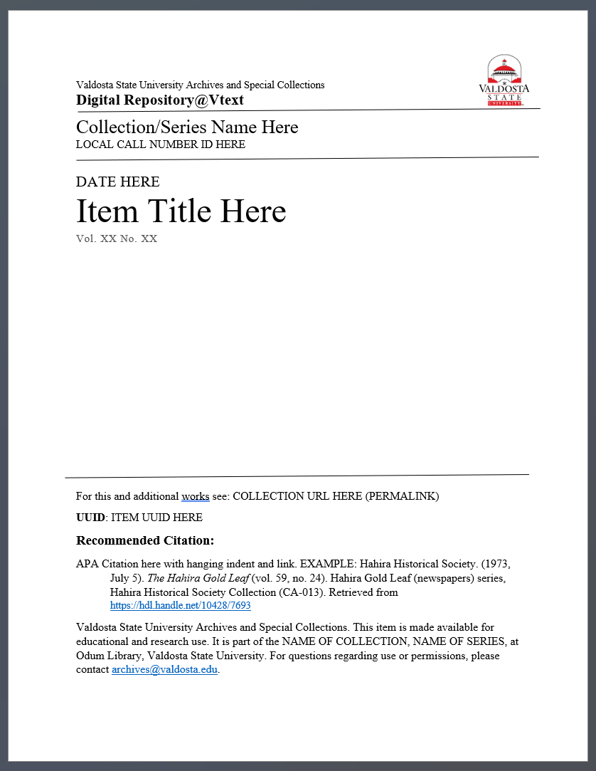 VText cover page Word template fields
