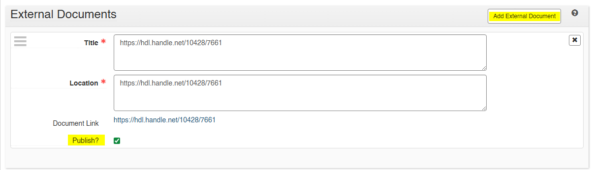 ArchivesSpace external documents section filled out with the Vtext URL.